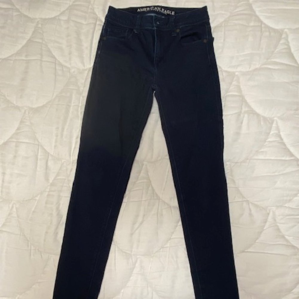 American Eagle Super Skinny Blue Jeans, Size 0 Long